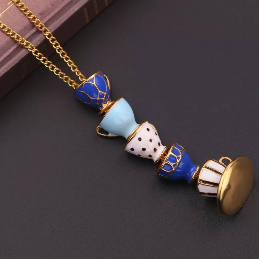 Mad Hatter tea cup stack necklace - Picture 5 of 7